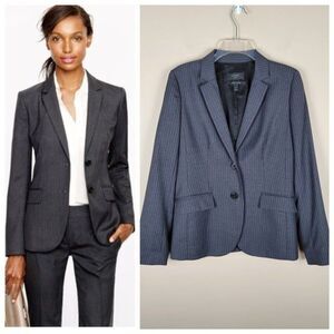 J. Crew Size 6 1035 Super 120's Wool Blazer Pinstripe Gray